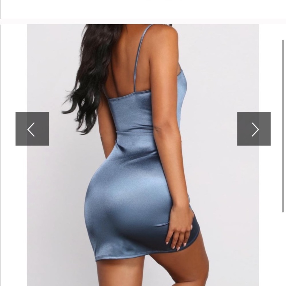 Windsor Satin Blue Mini Dress - Picture 2 of 8